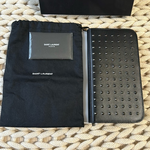 Saint Laurent Large Studded Zippered Wallet - Picture 1 of 4